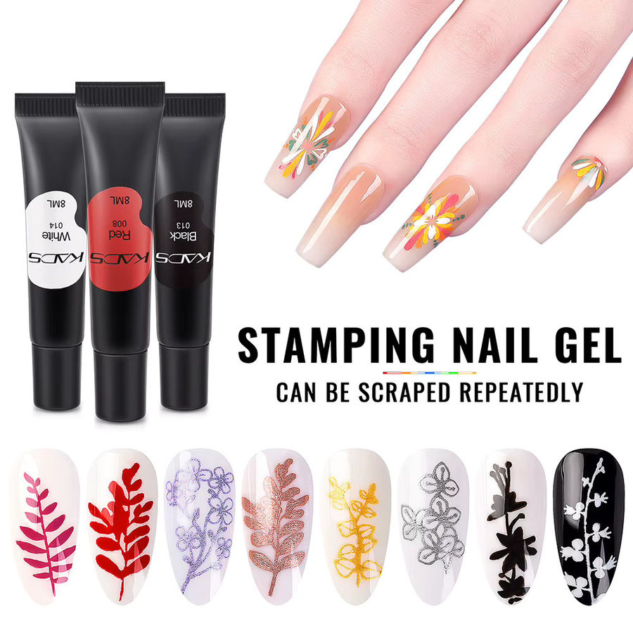 KADS Stamping Gel Polish Nagellack, 8 ml, Schwarz Weiß - Bild 2