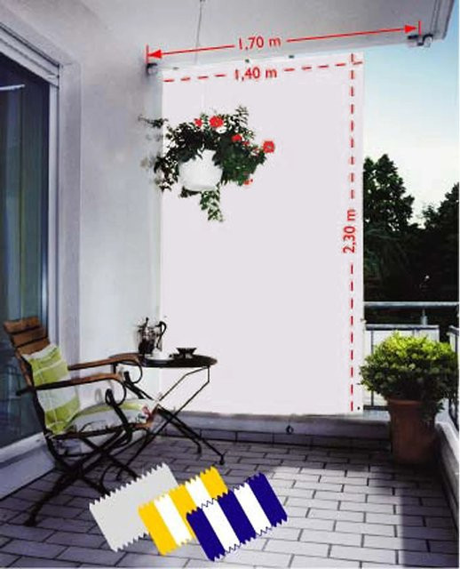 Floracord Senkrechtsonnensegel aus Polyester, rechteckig, Weiß, B: 140 cm, H: 230 cm - Bild 1