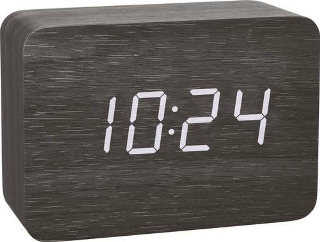 TFA Dostmann Funk Wecker Digital aus Holz in Schwarz mit Thermometer, Datumsanzeige und Beleuchtung - Bild 1