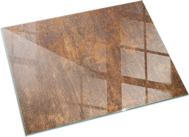 Tulup Glasplatte für Kamin mit Roststruktur in Braun, B/T: 60 x 40 cm - Bild 1
