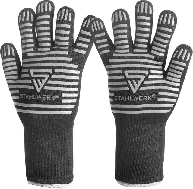 STAHLWERK Hitzebeständige Handschuhe aus Aramid-Gewebe bis 800°C nach EN 407 in Schwarz-Grau - Bild 1