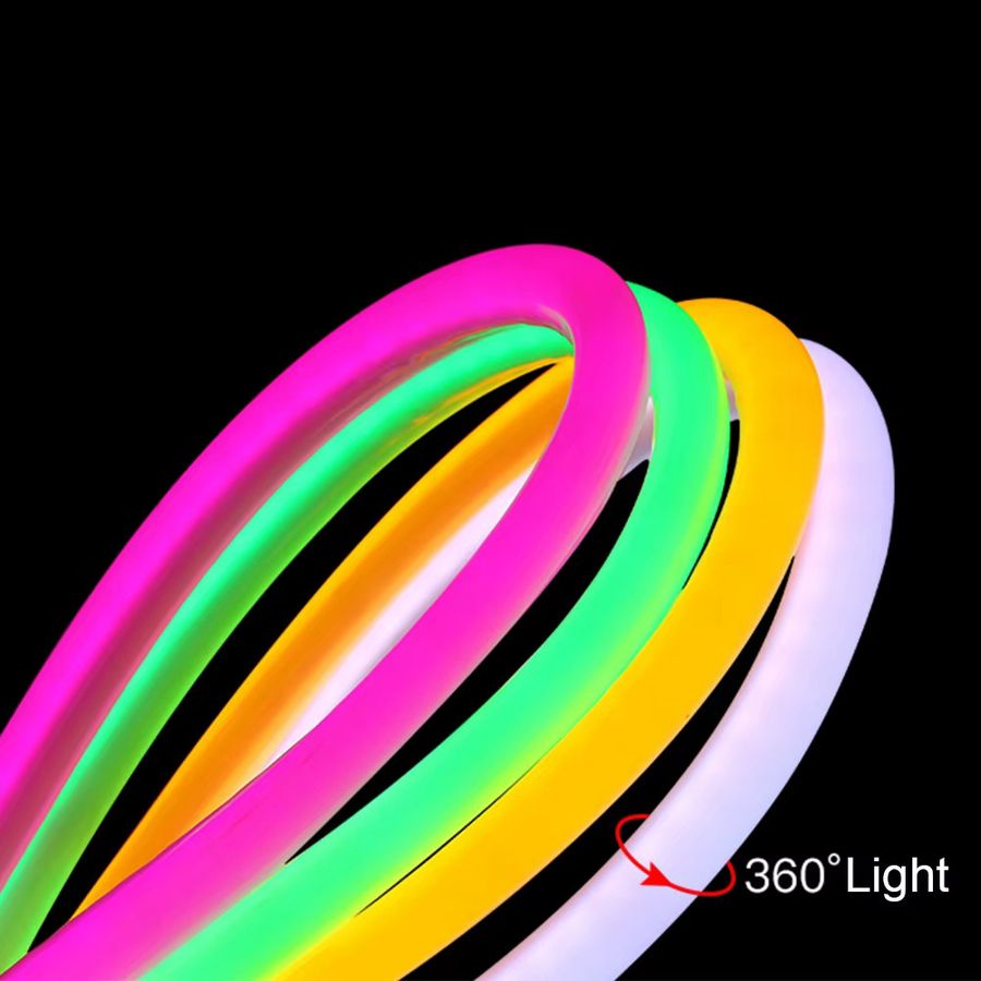 HAGAHA Rundes Neon-LED-Lichtband mit 360-Grad-Röhre und 120 LEDs/m, flexibles wasserdichtes LED-Seil für deine Heimdekoration in Rot, Grün, Blau oder Warmweiß - Bild 2