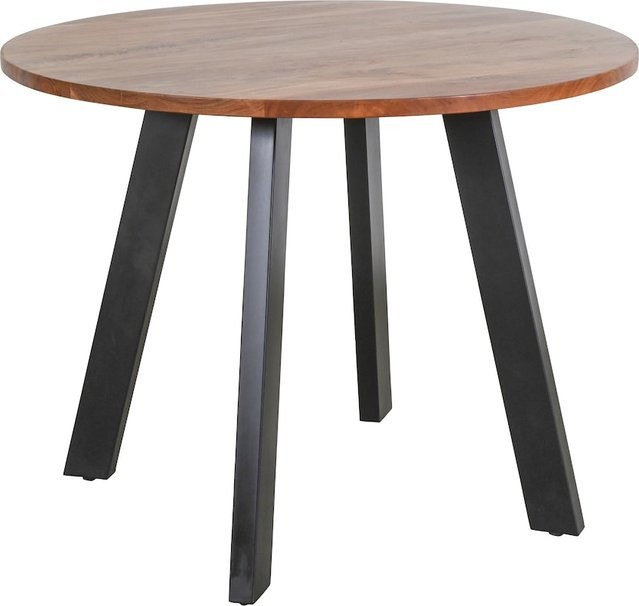 byLIVING Esstisch TARA rund aus Akazienholz in Braun/Schwarz, B: 100 cm, H: 76 cm - Bild 1