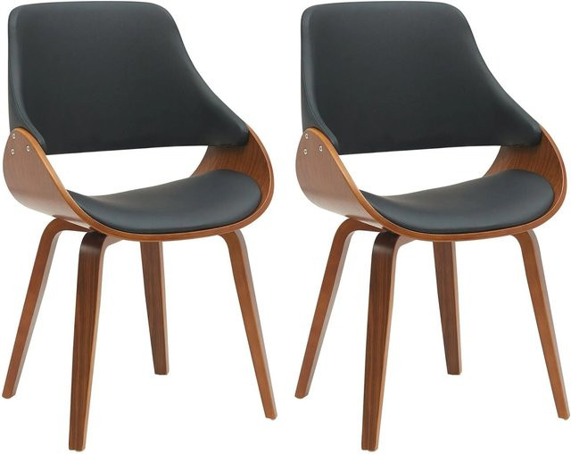 DELUKE 2er Set Esszimmerstühle GILIS aus Kunstleder in Walnuss und Schwarz, B/T/H: 52 x 54 x 86 cm - Bild 1