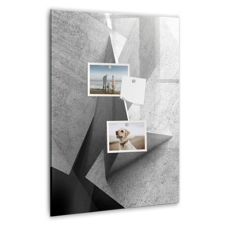 Tulup Magnetische Glassboard Beschreibbare Magnettafel Geometrische Abstraktion Schwarz Grau B: 60 cm, H: 40 cm - Bild 2