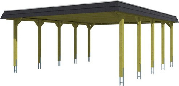 SKANHOLZ Carport Spreewald braun B/T: 585 x 741 cm, Firsthöhe: 250 cm