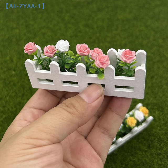 JETTING Miniatur Topfpflanze mit künstlichen Gartenblumen im Maßstab 1:12 für Puppenhaus-Ornamente, Mehrfarbig - Bild 1