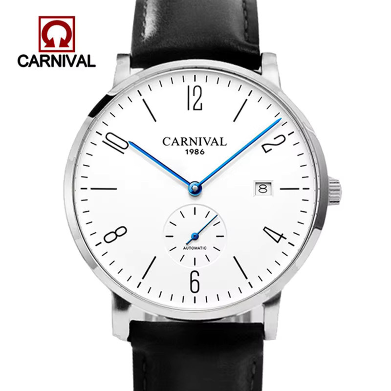Carnival Armbanduhr Automatik, Edelstahl, Bicolor, Leder, Herren - Bild 4