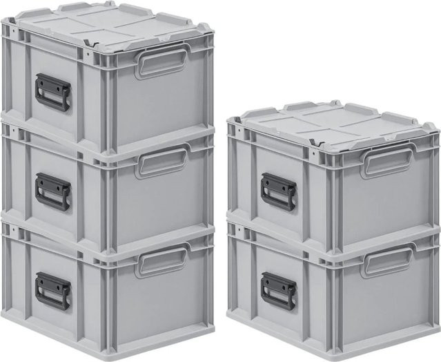 PROREGAL Spar Set 5x Eurobox Nextgen Portable Transportbehälter Grau, H x B x T: 23,5 x 40 x 30 cm, 20 Liter - Bild 1