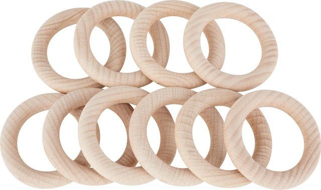 VBS Holzringe aus Buchenholz in Natur/Beige, 10 Stück, Durchmesser: 56 mm - Bild 1