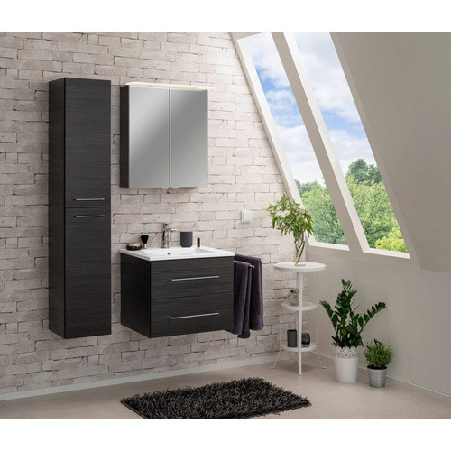 Fackelmann Spiegelschrank b.perfekt mit LED-Beleuchtung und Softclose-Türen, Grau/Braun, B/H/T: 60 x 69 x 23,1 cm - Bild 5
