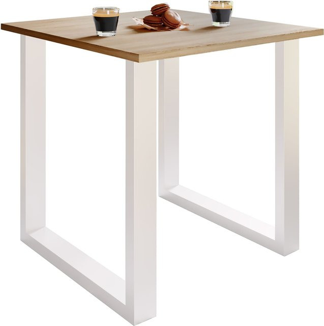 VCM Schreibtisch Lona U aus Holzstruktur-Nachbildung mit Metallfüßen, H x B x T: 76 x 80 x 80 cm - Bild 1