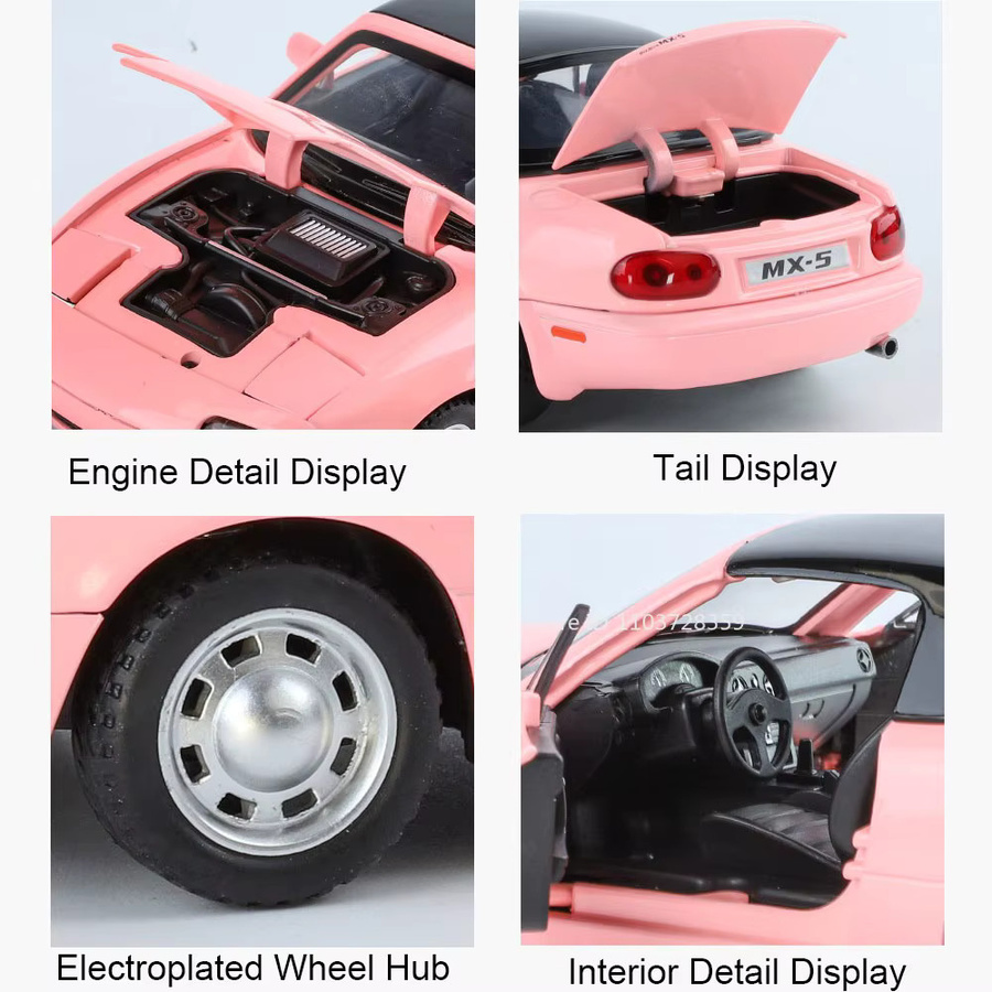 RMZ city MX-5 RX7-PC Spielzeugautomodell, Maßstab 1:24, Metall, mit Licht und Sound - Bild 3