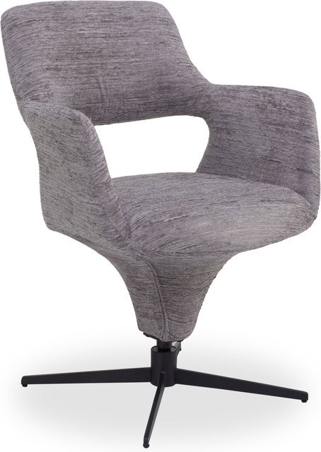 Armlehnstuhl HARPER LETUR in Grau mit Stoffbezug und Eisengestell, B/T/H: 61 x 63 x 84 cm - Bild 1