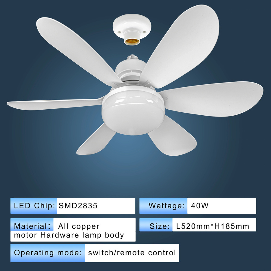 JOYINLED Moderner LED Deckenventilator mit Fernbedienung, Dimmbar, E27, Weiß, Rund - Bild 2