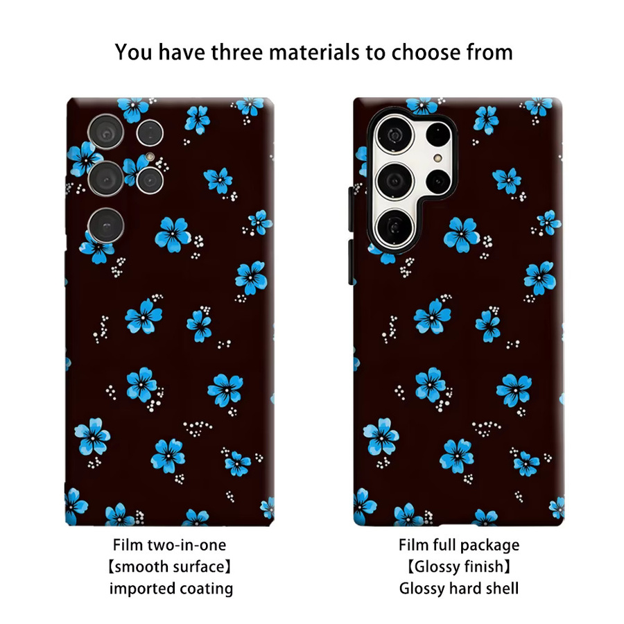 Stoßfeste Handyhülle mit blauem Retro-Blumenmuster für Samsung Galaxy S26 S25 S24 S23 Ultra Plus, robuste Doppelschicht-Schutzhülle - Bild 2