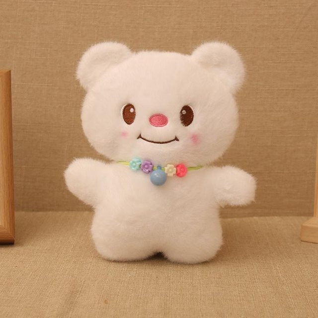 Cremefarbene Halskette Bär Plüschtier für Mädchen und Kinder 23cm - Bild 1