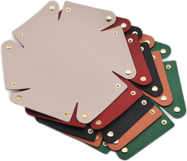 Faltbares Leder-Aufbewahrungstablett in Braun als Desktop-Organizer für Schlüssel, Schmuck und Kosmetik, B/T/H: 17,5 x 6,0 x 1,0 cm - Bild 1