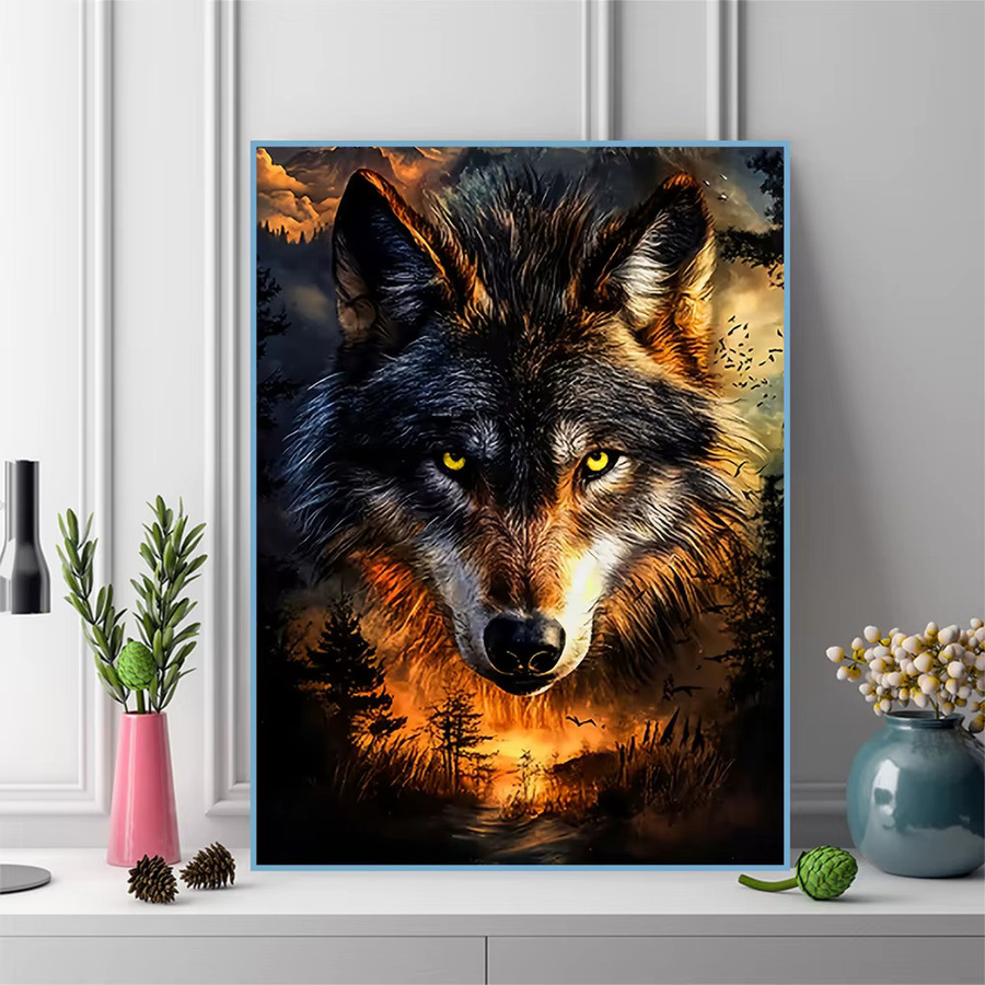 Evershine 5D-Diamantgemälde Wolf als Kreuzstich-Set mit vollen Bohrern in Multicolour, B/H: 30 x 20 cm - Bild 3