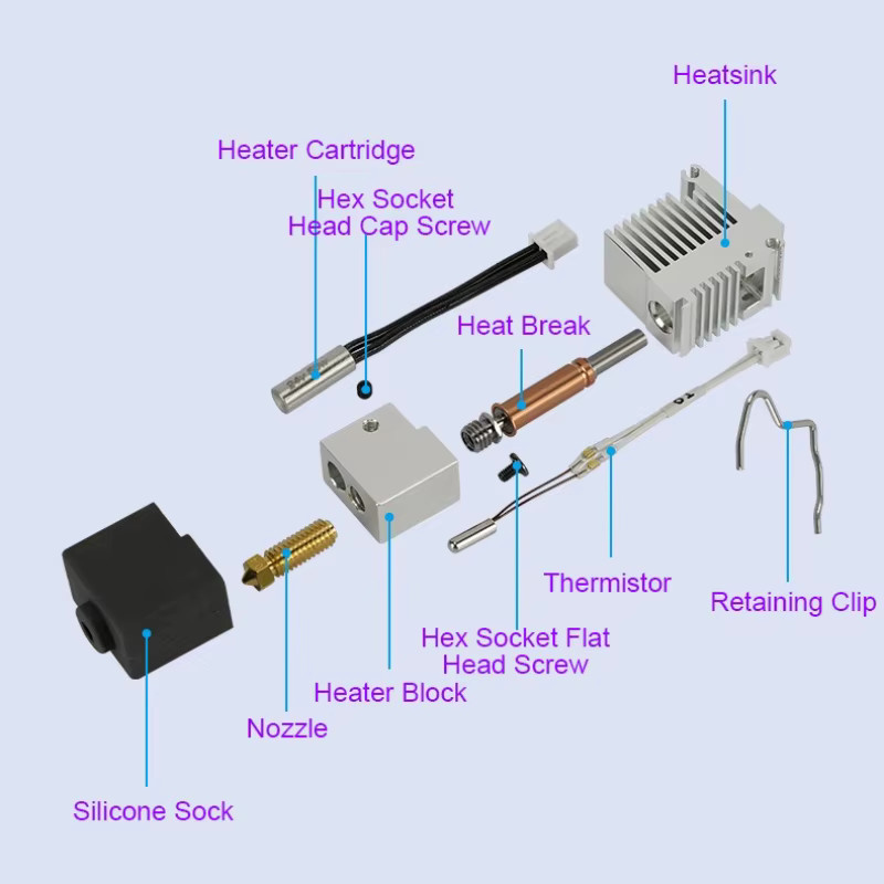 Anycubic Kobra 3 Hotend Komplettset – Extruder-Druckkopfbaugruppe mit Kühlkörper, Düse und Heizblock als Upgrade-Ersatz - Bild 2