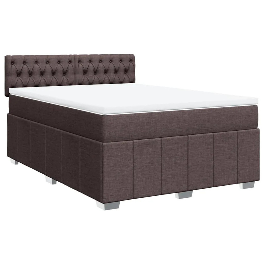 vidaXL Boxspringbett mit Matratze Dunkelbraun, Hybridbett mit Taschenfederkern aus Stoff und Kiefernholz, B/T: 160 x 200 cm - Bild 2
