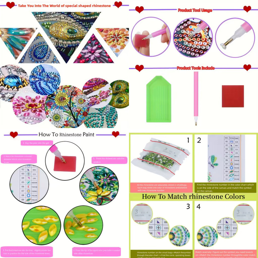 6-teiliges DIY-Mandala Diamantgemälde Set mit Kristall-Mosaik als praktische Taschen-Eck-Lesezeichen in Multicolour - Bild 2