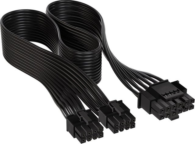Corsair Premium PCIe 5.0 Gen 5 12V HPWR-Netzteilkabel in Schwarz für Typ-4-Netzteile mit Dual 8-Pin PCIe auf 12+4-Pin Anschluss - Bild 1