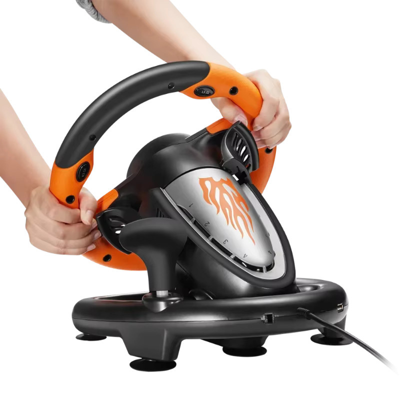PXN V3II Rennlenkrad mit Pedalen in Schwarz, Vibrations-Spielcontroller kompatibel mit PC, PS3, PS4 und Nintendo Switch - Bild 3