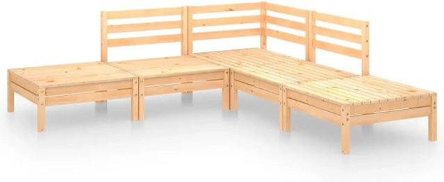 vidaXL 5-teiliges Garten-Lounge-Set aus massivem Kiefernholz in Braun im L-Shape Design - Bild 1