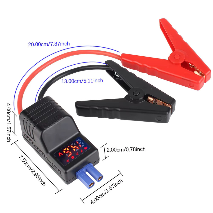 Intelligentes Notfall-Überbrückungskabel mit EC5-Stecker, 650 A, 12 V und Anti-Reverse-Verbindung in Schwarz mit USB-C Anschluss - Bild 6