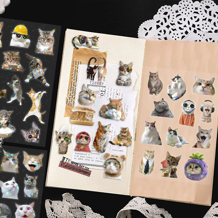 Bandai Katzen-MEME-Aufkleber, 8-teiliges Set, Tiere, Bunt / Mehrfarbig - Bild 4