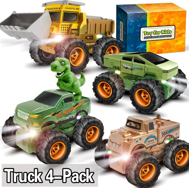 TONERJU Leuchtende Monster-Truck-Spielzeuge, Rückziehautos, 4er-Pack - Bild 1