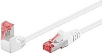 goobay Patchkabel Cat.6 S/FTP PiMF mit 90 Grad Winkel RJ45 Ethernet LAN Kabel in Weiß, Länge: 0,5 m - Bild 1
