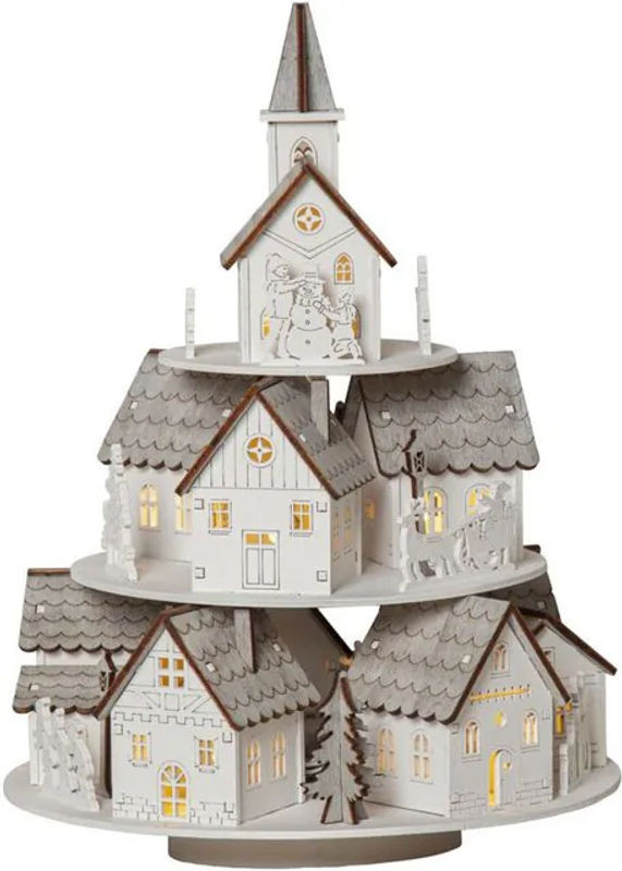 Star Trading LED Weihnachtsdorf in Grauberg mit Spieluhr und Timer aus Holz und Kunststoff, Höhe: 29 cm - Bild 1