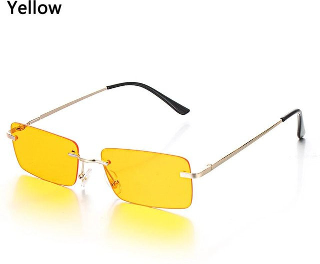 Sonnenbrille Rechteck, randlos, Metall, gelb, Unisex - Bild 1
