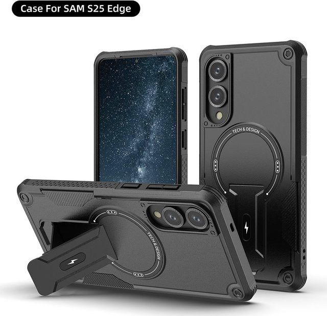 Handyhülle mit Halterung für Samsung Galaxy S26 S25 S24 S23 S22 Ultra S23 Plus A56 A36 A26 A16 A55 A25 A15 A05 A05S A35 A14 A54 5G in Blau und Schwarz - Bild 1
