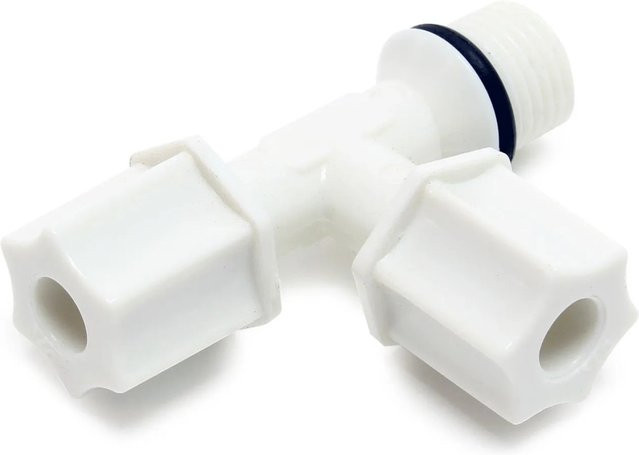 Naturewater Jaco T Fitting V1 Schlauchanschluss für Umkehrosmose in Weiß mit 1/2 Zoll AG und 6,35 mm sowie 12,7 mm Anschlüssen - Bild 1