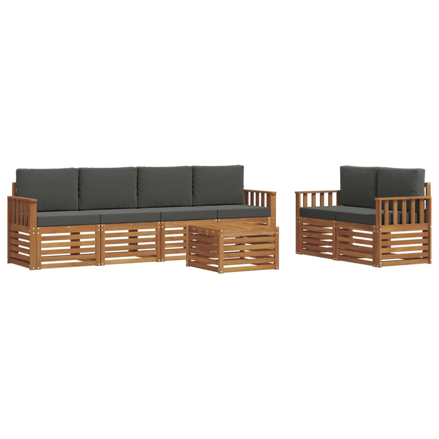 vidaXL Outdoor-Sofagarnitur aus Massivholz Akazie mit Polstern in Natur und Anthrazit - Bild 2
