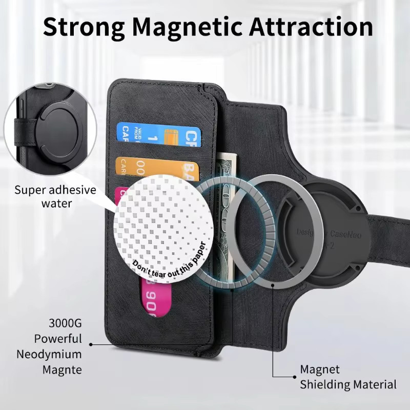 Magnetische Karten Brieftasche Flip Telefonhülle für Samsung Galaxy S25 S24 Ultra S23 S22 S21 A55 A54 A35 A25 A16 in Pink und Schwarz - Bild 2