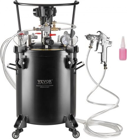 VEVOR Druckbehälter für Sprühfarbe mit Rührfunktion, 30 L, Schwarz, 70 psi einstellbarer Druck, inklusive Spritzpistole und Schläuchen - Bild 1