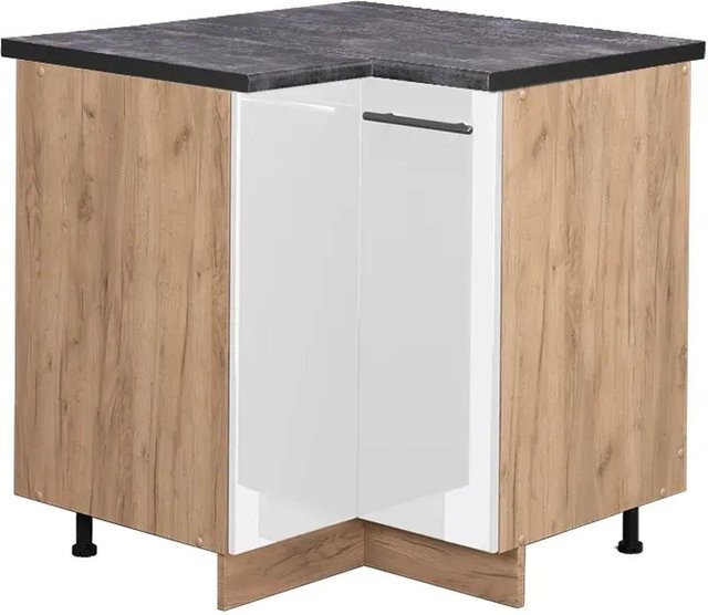 Vicco Eckunterschrank Fame-Line Küchenschrank in Weiß Hochglanz und Anthrazit mit Soft-Close-Türen, B/T/H: 80,5 x 60,0 x 82,0 cm - Bild 1