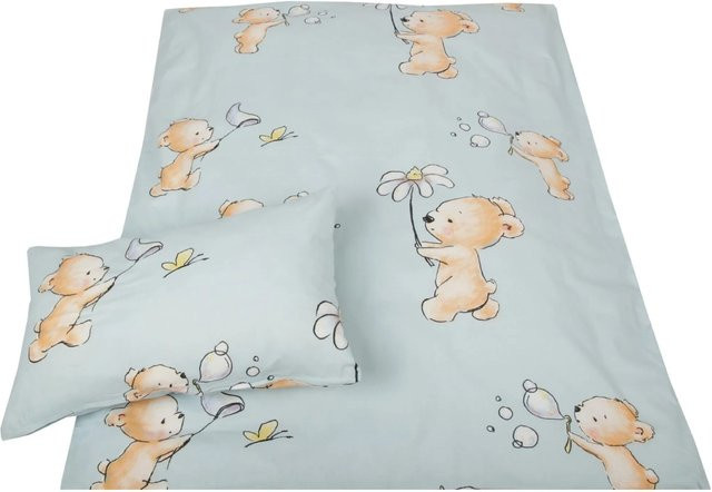 Bestlivings Kinder Bettwäsche Bärchen Blau aus Renforcé-Baumwolle, Set bestehend aus Bettbezug und Kissenbezug, B/T/H: 135 x 100 cm & 60 x 40 cm - Bild 1