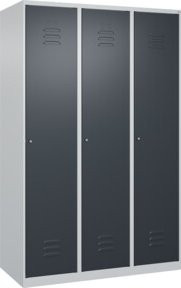 C+P Spind Classic PLUS Spind mit 3 Abteilen in Lichtgrau und Anthrazitgrau, H x B x T: 185 x 120 x 50 cm, mit Zylinderschloss und 4 Garderobenhaken - Bild 1