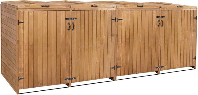 Proregal Mülltonnenverkleidung aus Tannenholz für 4 bis 8 Mülltonnen, Braun, H: 126 cm, B: 316 cm, T: 98 cm - Bild 1