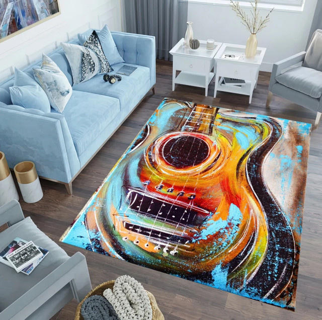 Moderner Teppich mit abstraktem Ölgemälde-Gitarrenmuster für Wohnzimmer und Schlafzimmer - Bild 1
