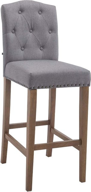 TPFLiving Barhocker Louisiana mit Holzgestell in Antik-Hell und Stoffbezug in Hellgrau, H: 130 cm, B: 42 cm, T: 57 cm - Bild 1
