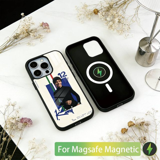 BC Electrical Appliances Handyhülle mit Fahrer K-Kimi A-Antonelli Design für iPhone 17 16 15 14 13 12 11 Plus und Pro, Magnetisch für MagSafe Kabelloses Laden, Schwarz/Mehrfarbig - Bild 1