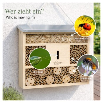 WILDLIFE HOME Wildbienen-Villa aus Holz mit Metalldach in Braun - Bild 2