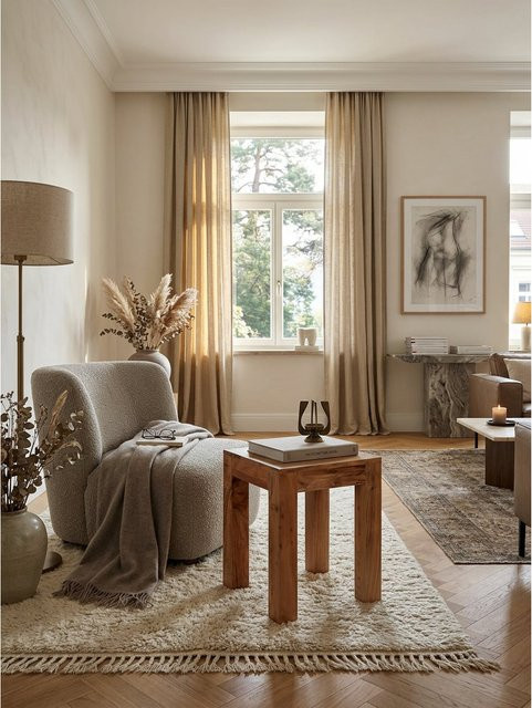Beistelltisch MUMBAI aus Massivholz Akazie im Landhausstil, braun, B/T/H: 35 x 35 x 45 cm - Bild 1
