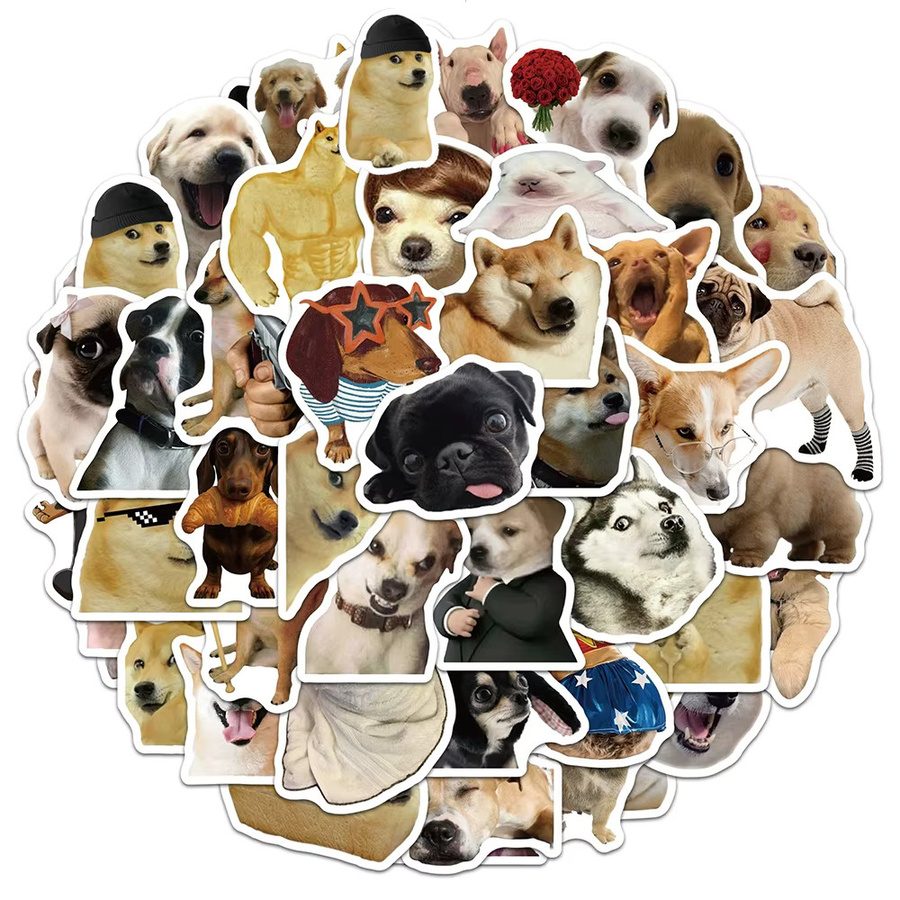 Rspctou Hunde-Meme-Aufkleber, Cartoon-Tier-Welpen-Expressions-Sticker, multicolor, 10-teiliges Set - Bild 2